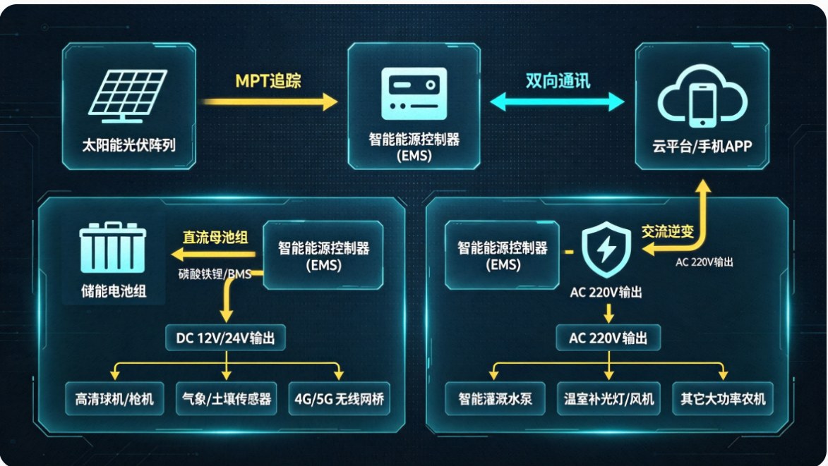 太阳能智慧农业供电系统拓扑图