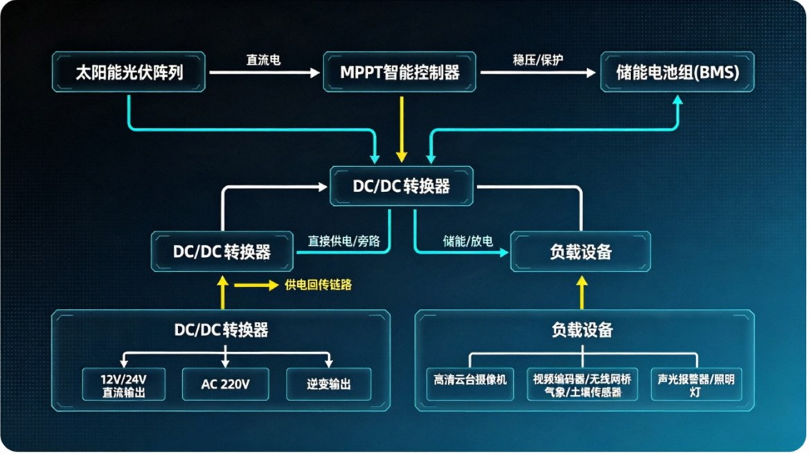 太阳能森林防火供电系统拓扑图