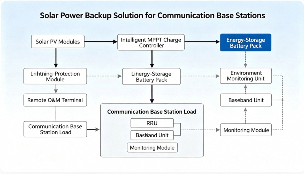 Solar Backup Power System Topology for Communication Base Stations