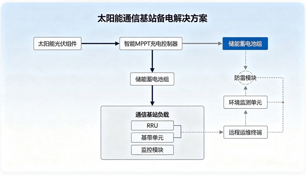 太阳能通信基站备电系统拓扑图